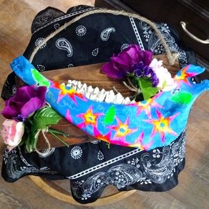 Custom made cow jaw bone hand painted